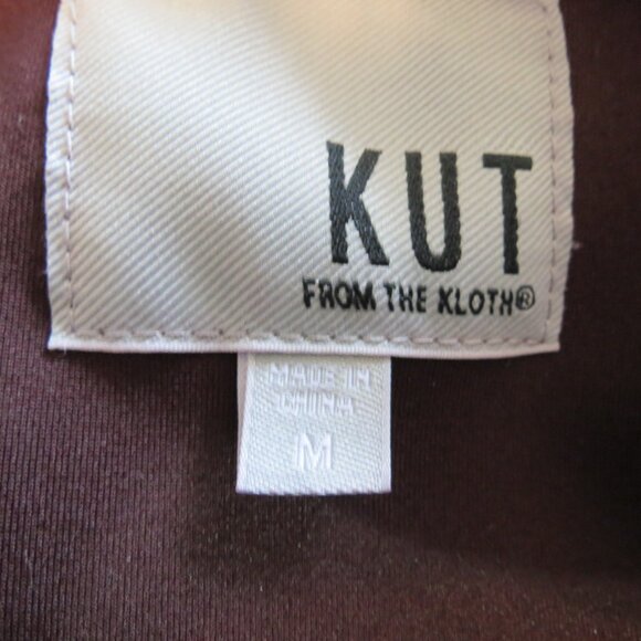 KUT From The Kloth Moto Jacket Faux Suede Burgundy Zip Size Medium - Picture 8 of 10